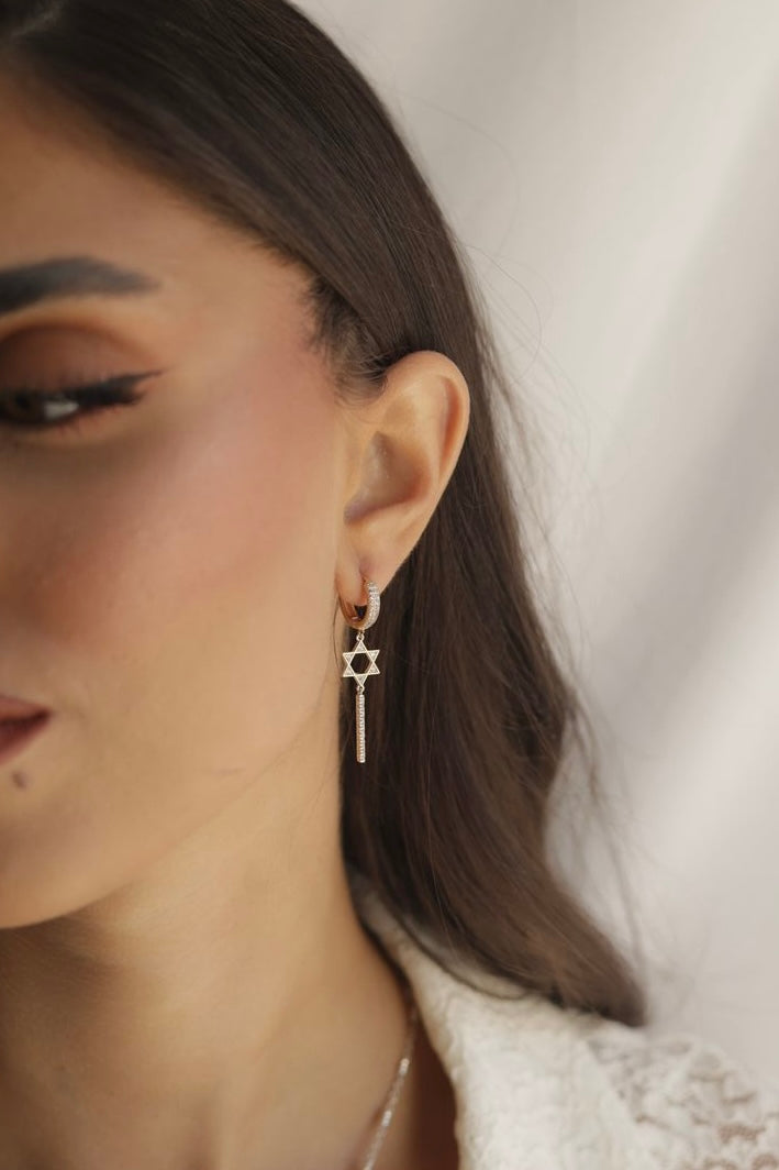 Drop magen david earrings