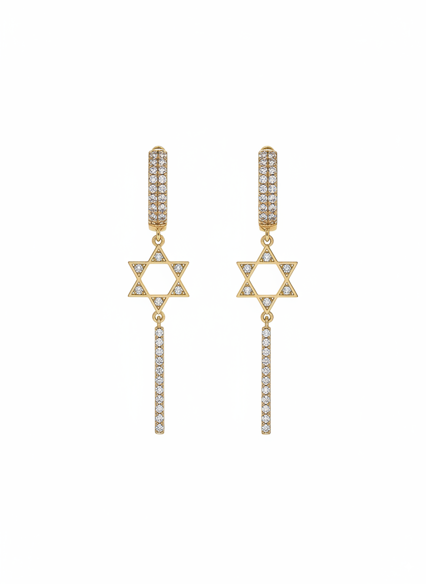 Drop magen david earrings