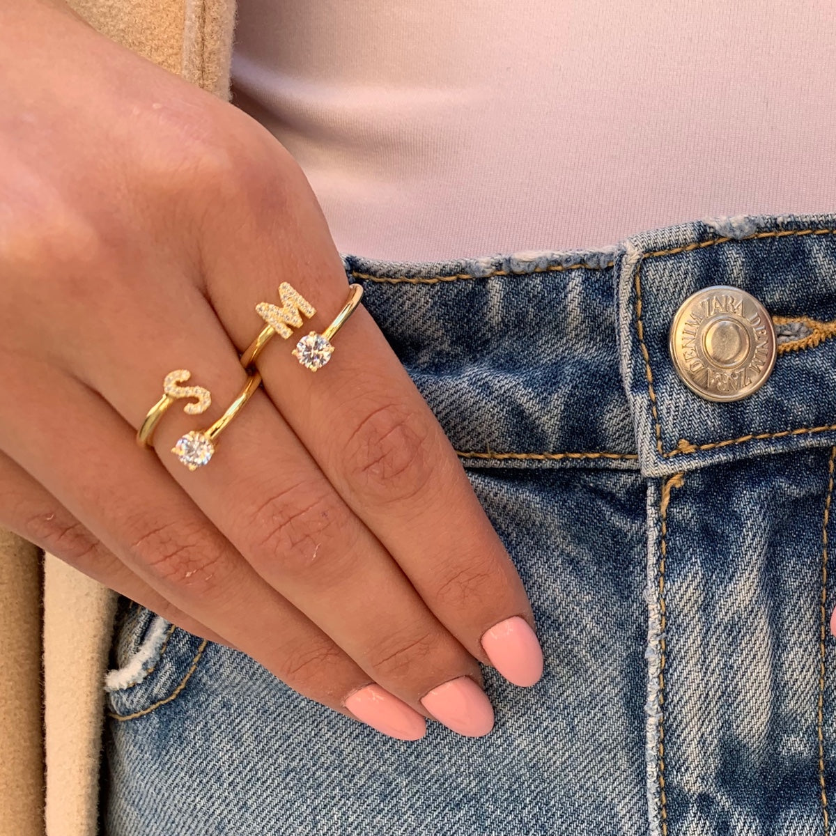 Golden Letter Ring