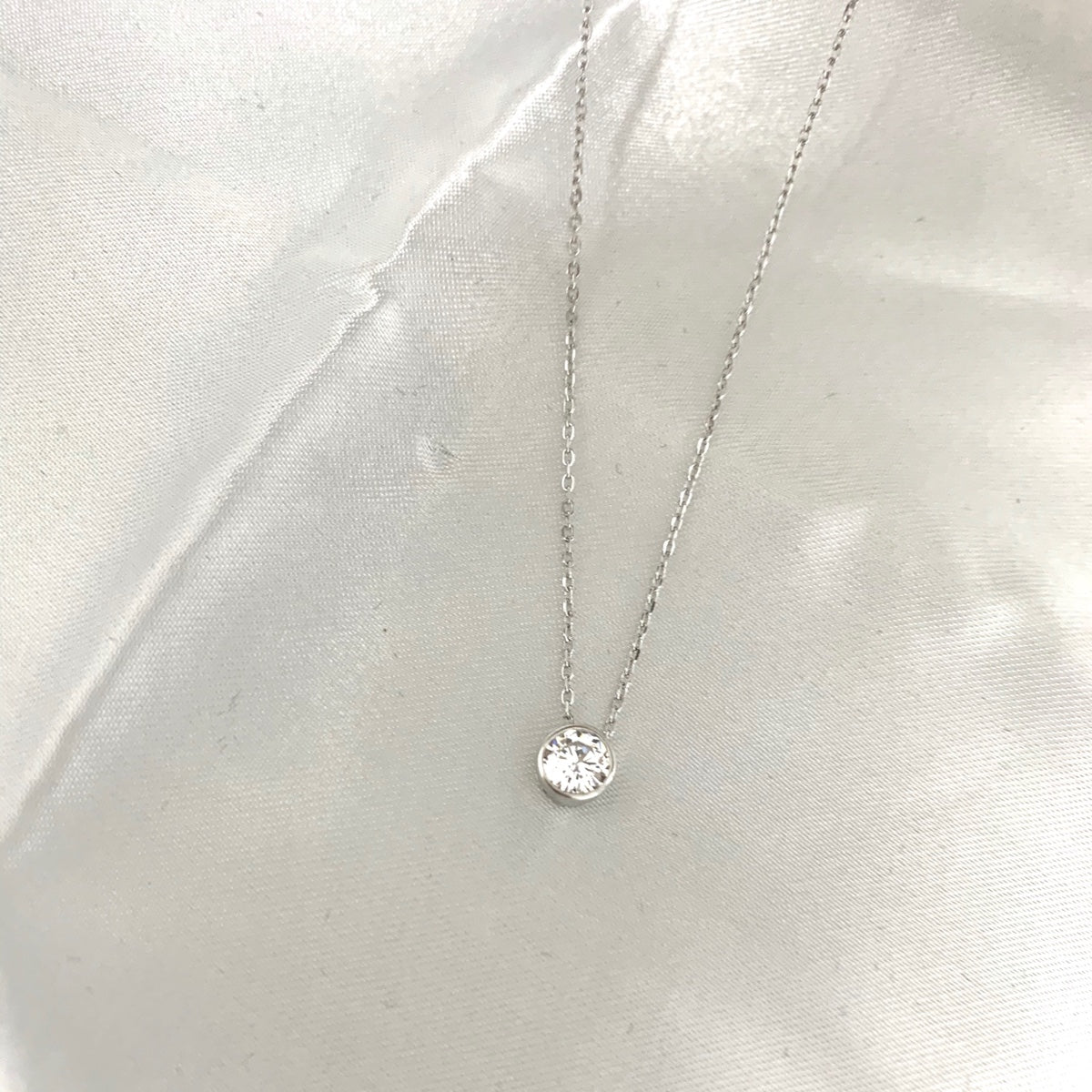 Delicate Silver Solitaire Necklace