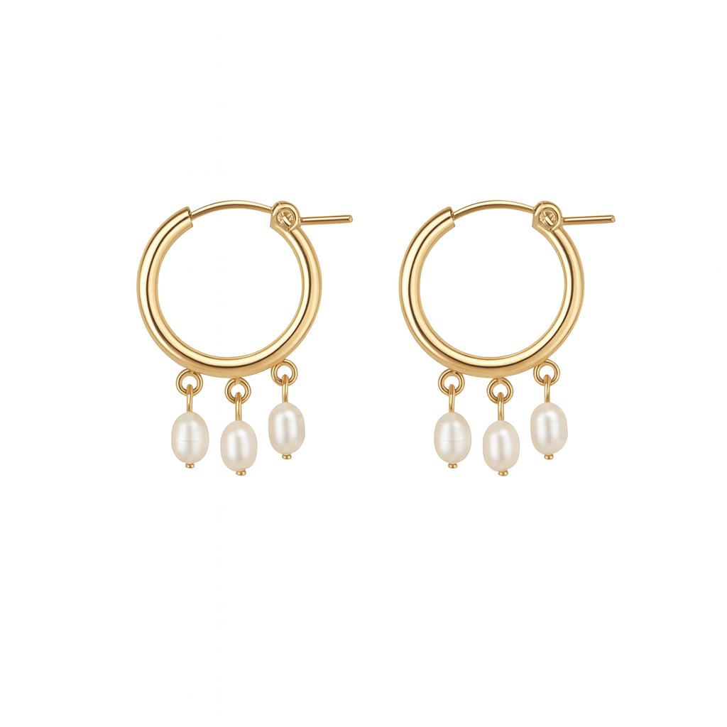 עגילי חישוק עם פנינים אמיתיות