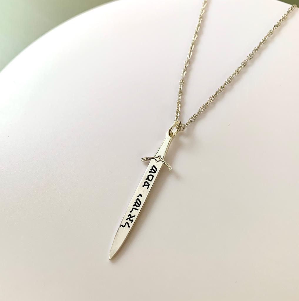 Sword necklace with engraving