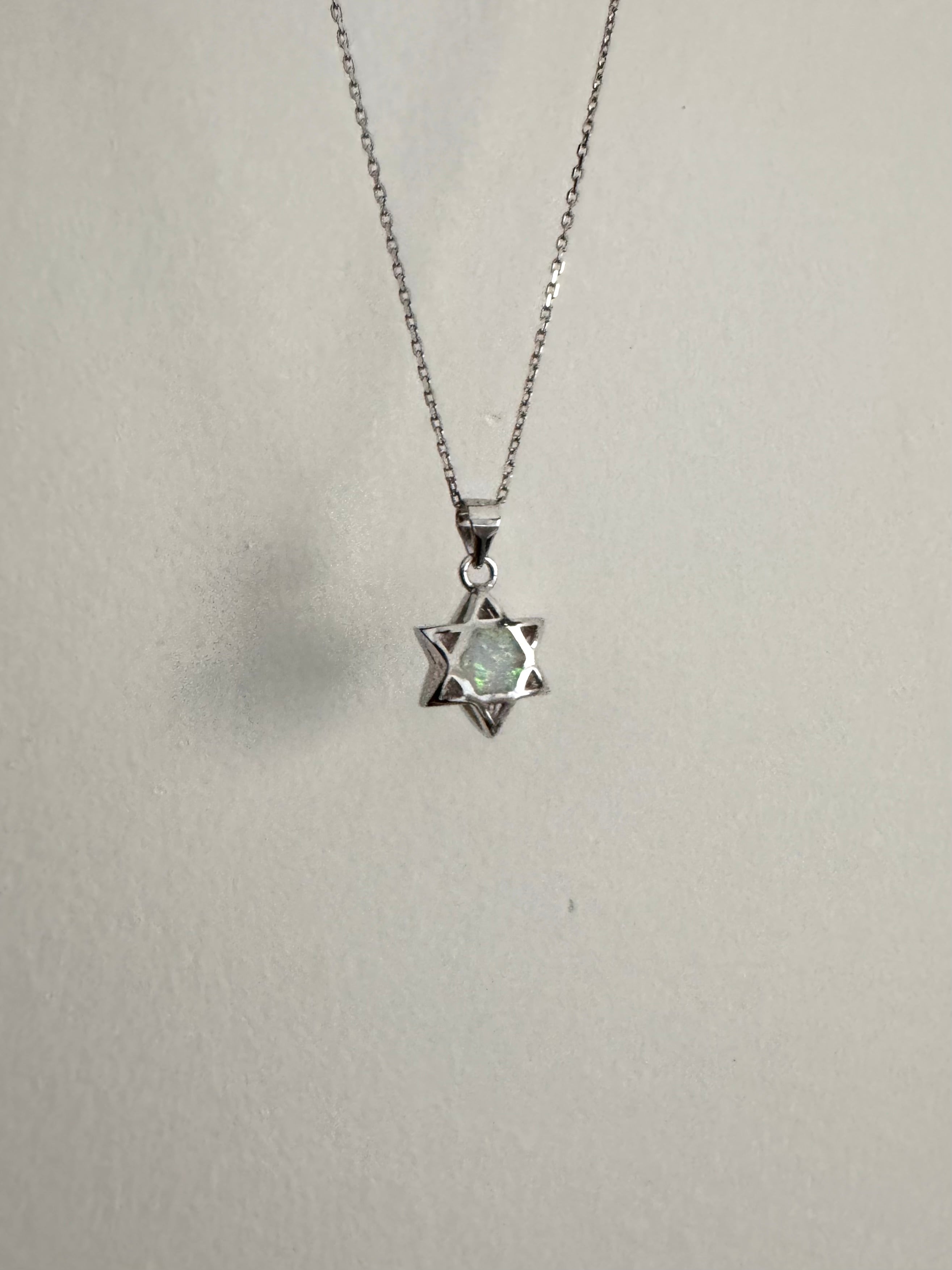 Magen david necklace opal stone