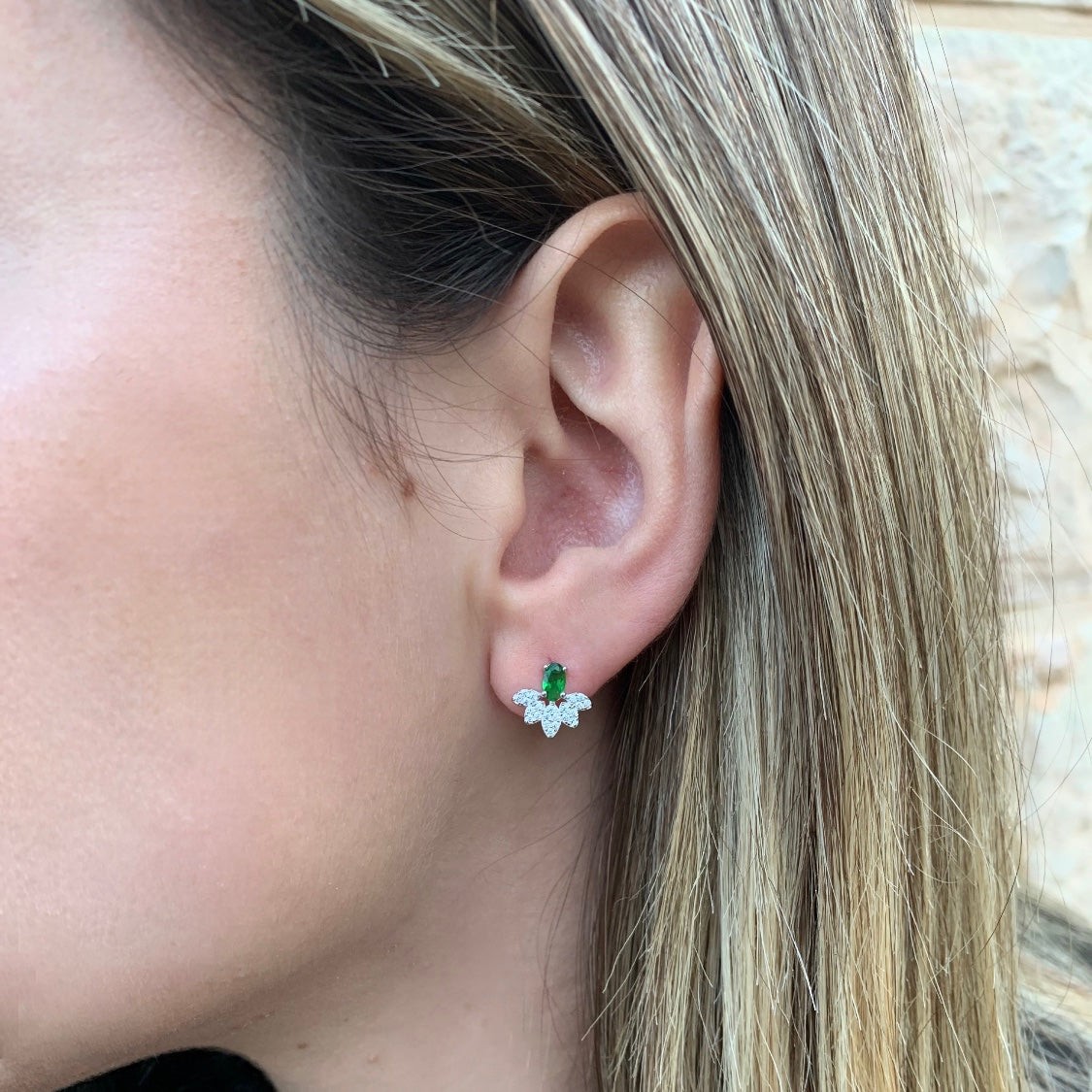 Clara Earrings Green Stone