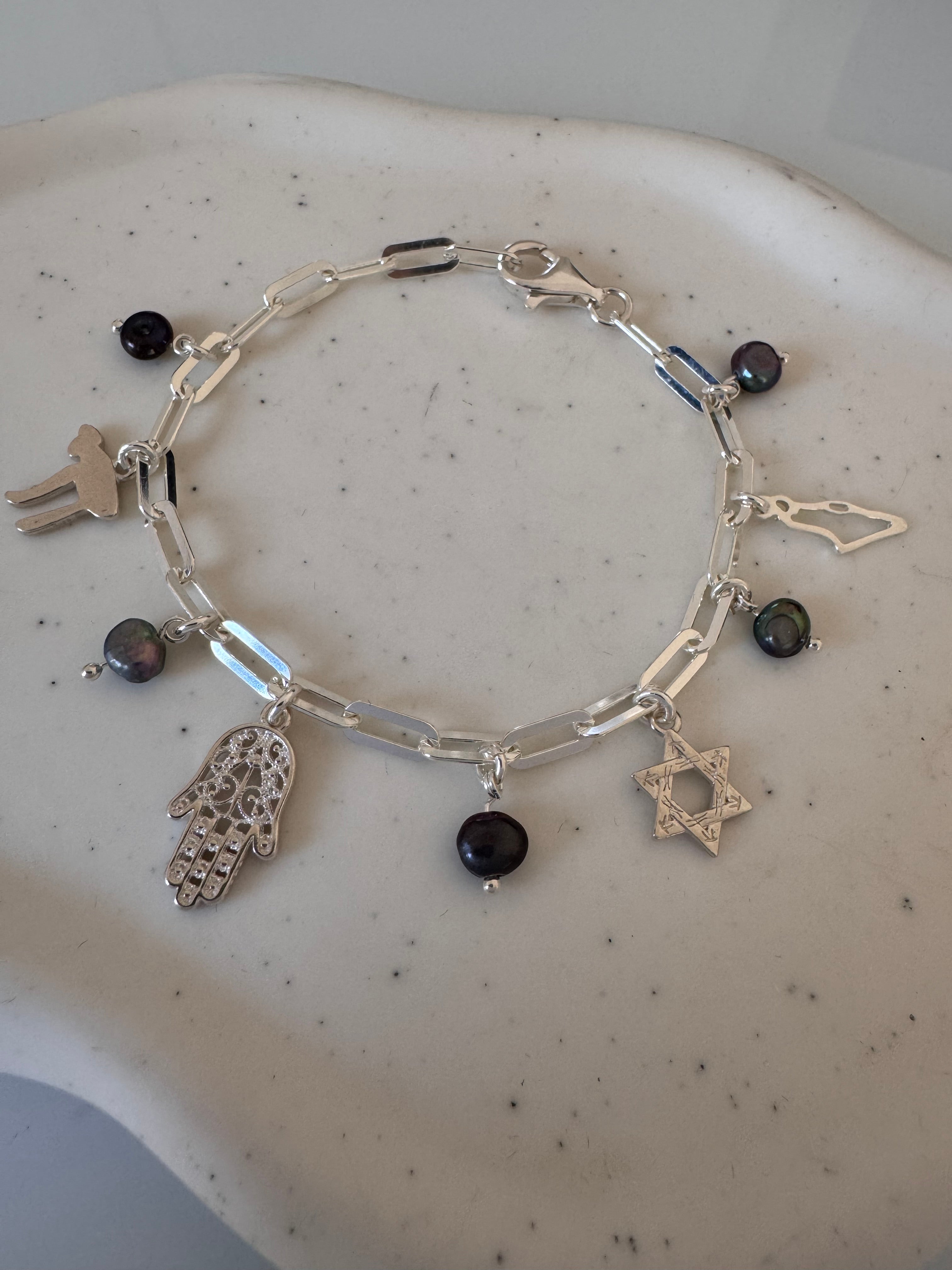 Paperclip bracelet with Israel charms