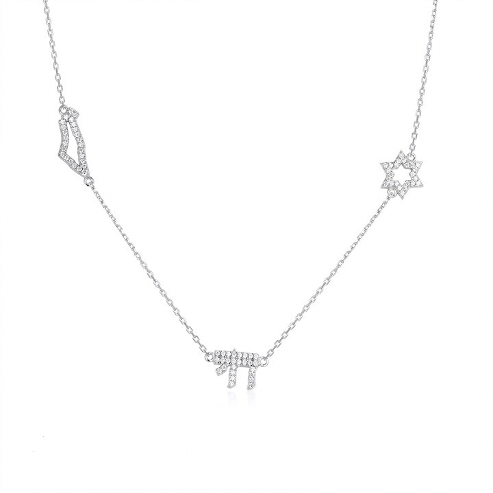 Kfir necklace Israel symbols CZ