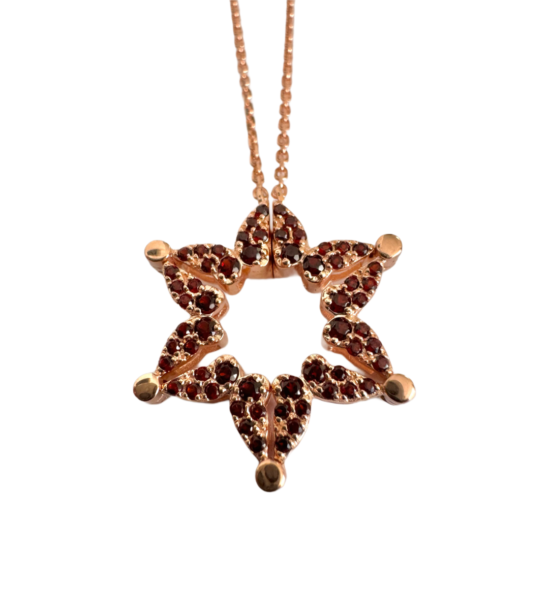 Star of David butterflies with natural garnet stones