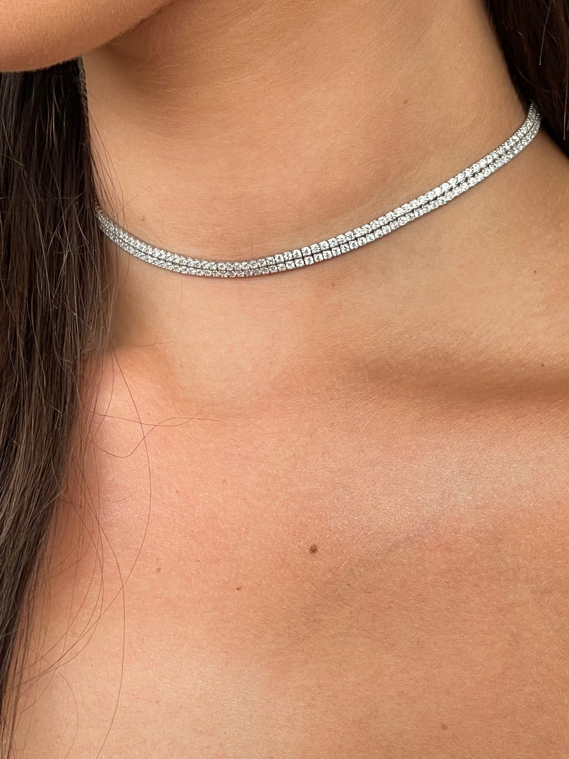 Double Tennis Choker Necklace