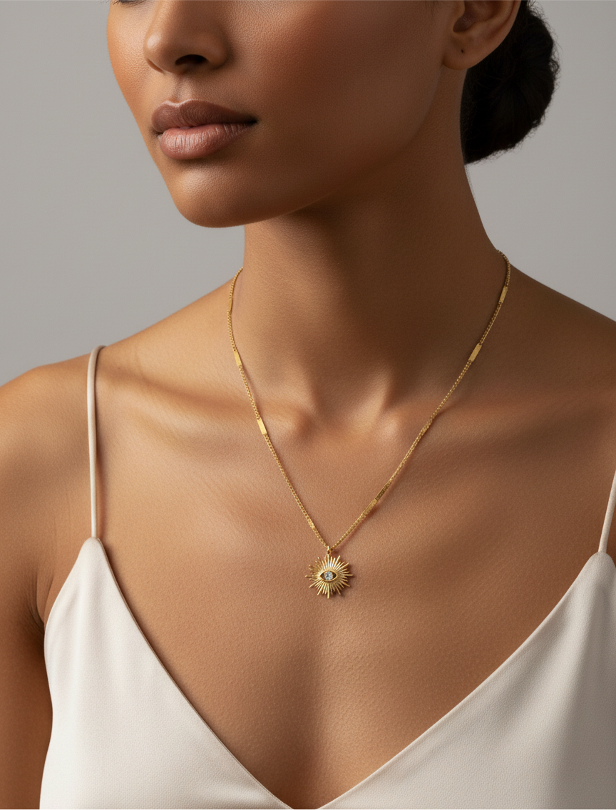 Golden Sun Eye Necklace