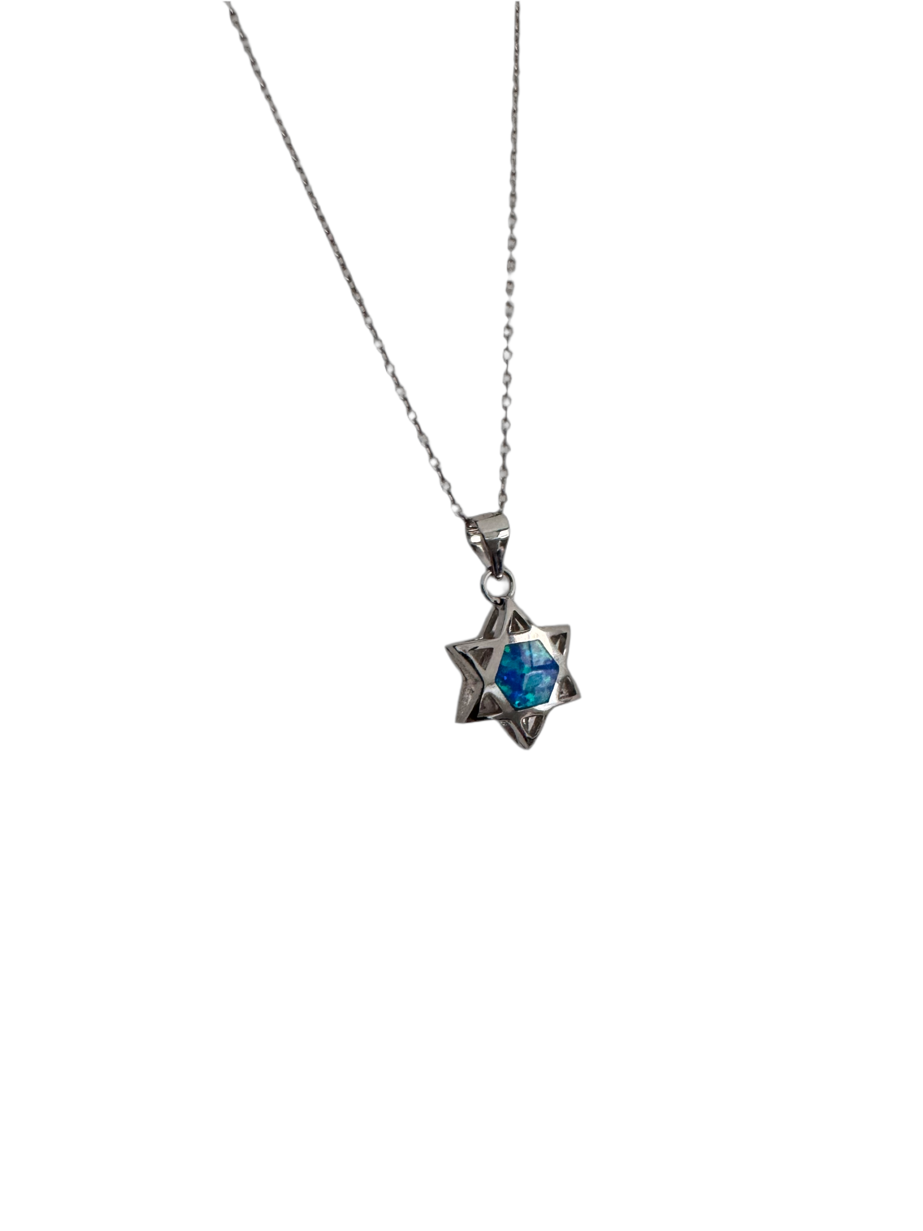 Magen david necklace opal stone