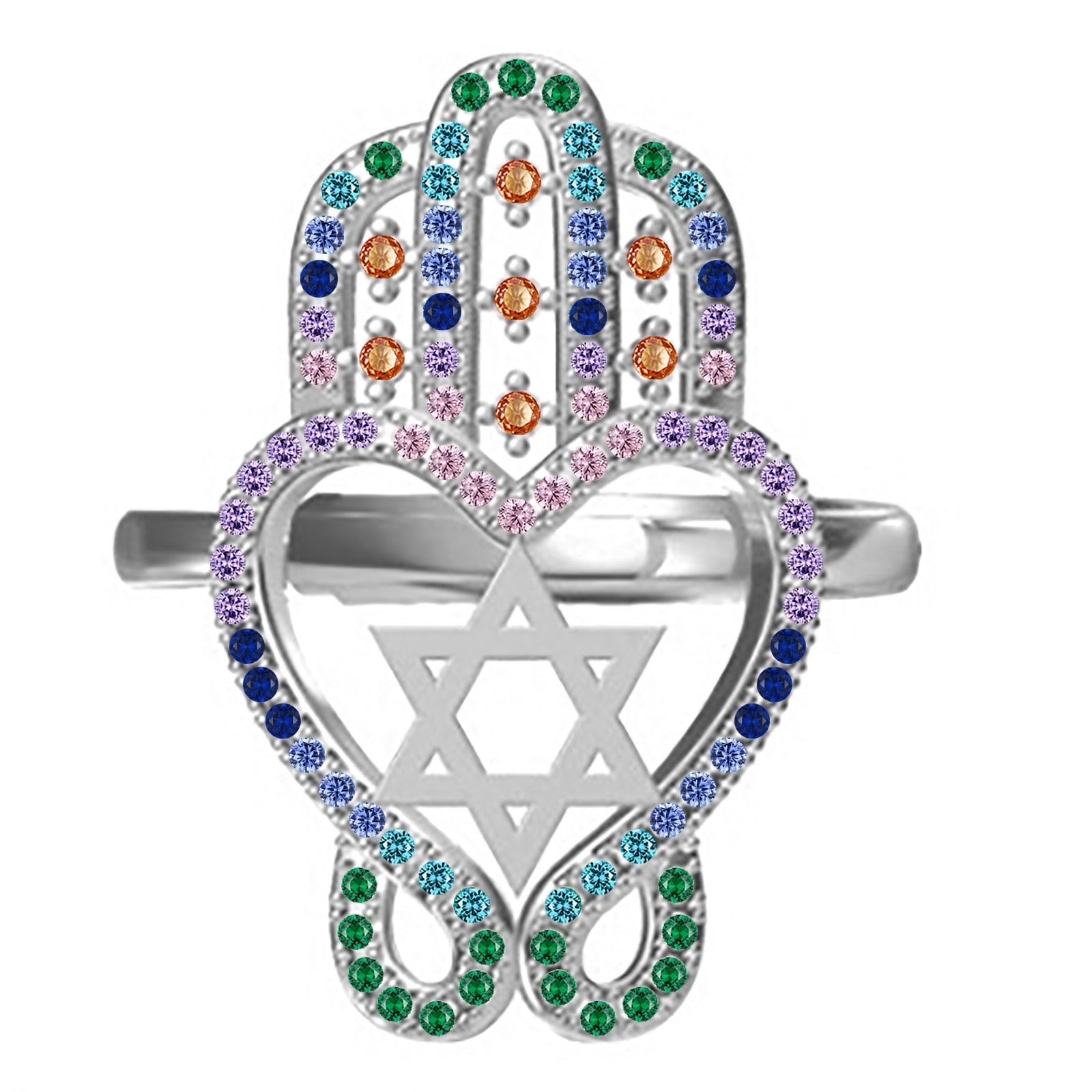 Hamsa ring with Star of David in the middle