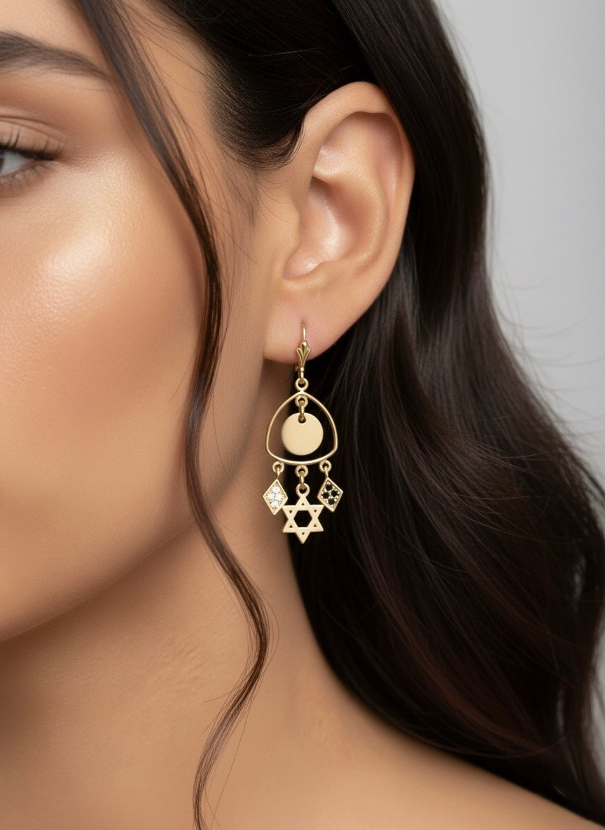 Magen David errings, Boho style