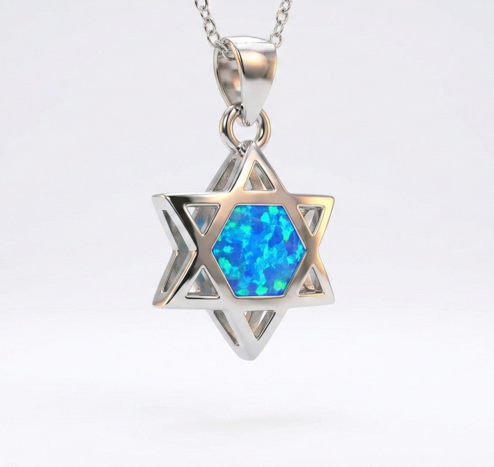 Magen david necklace opal stone