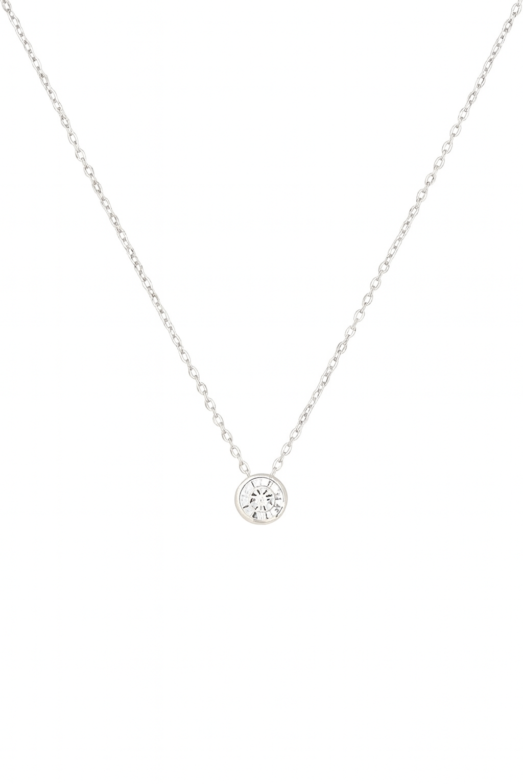 Delicate Silver Solitaire Necklace