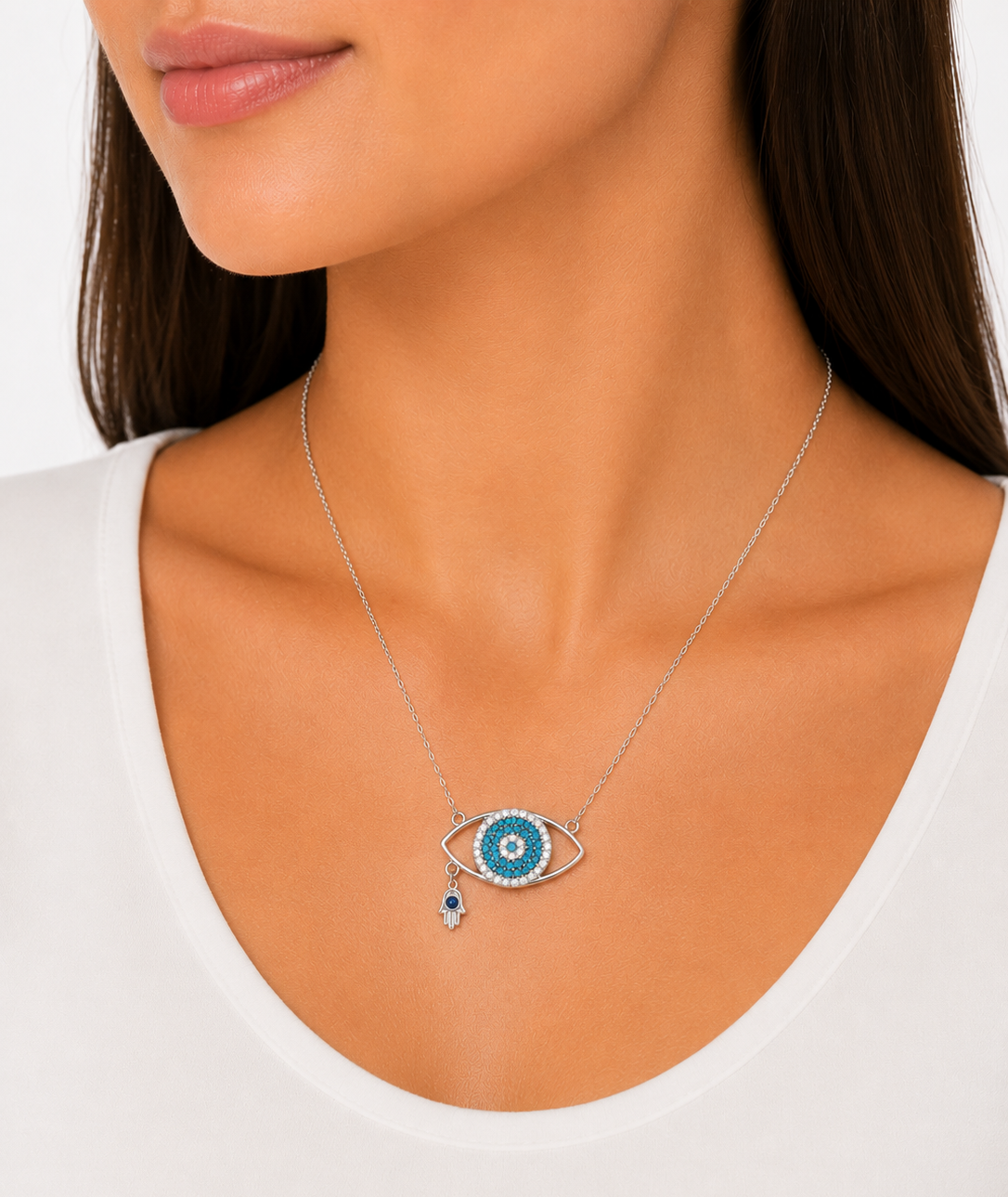 Eye Necklace with Blue Stones