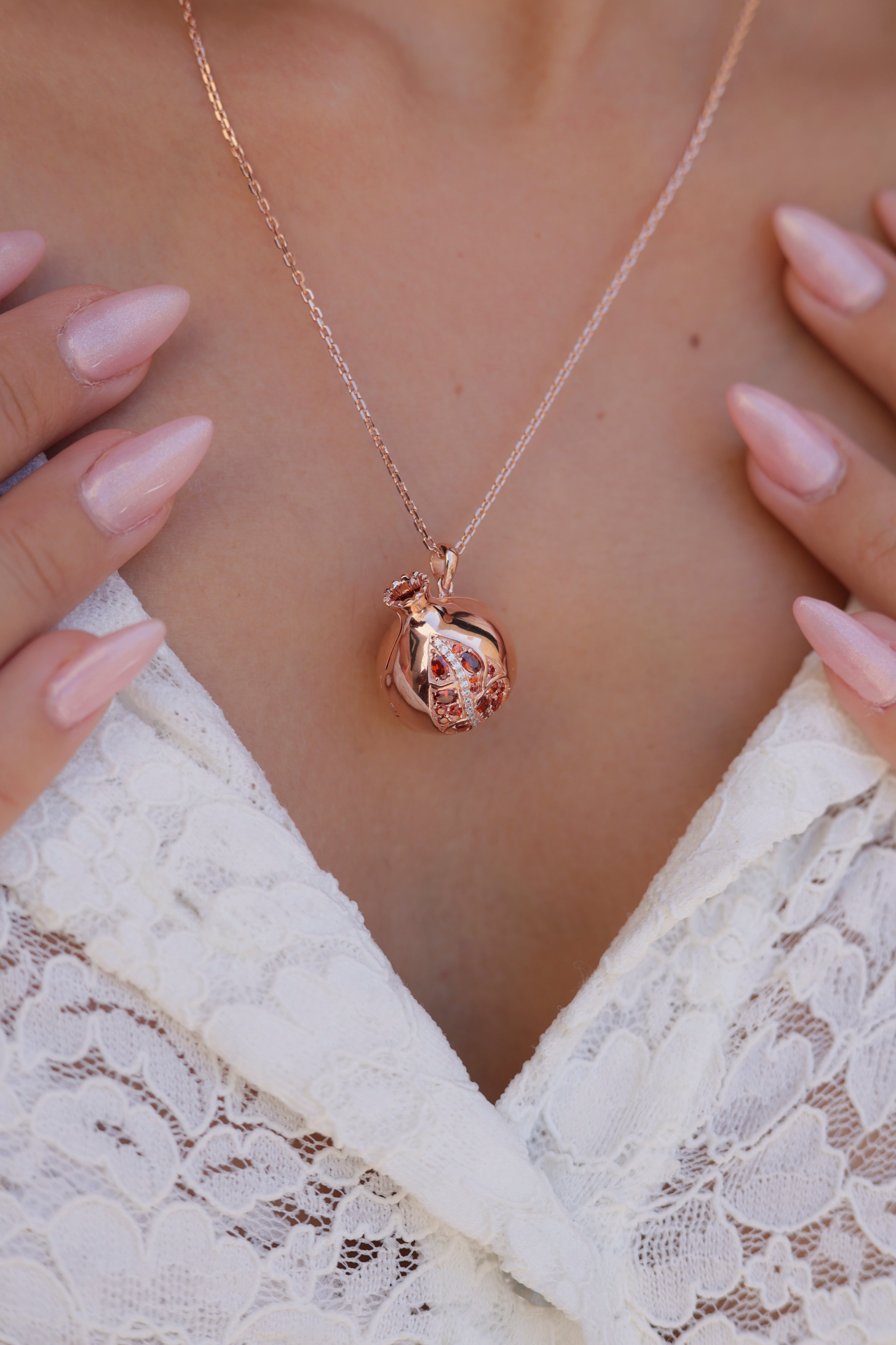 Pomegranate Necklace with "שפע" Engraving