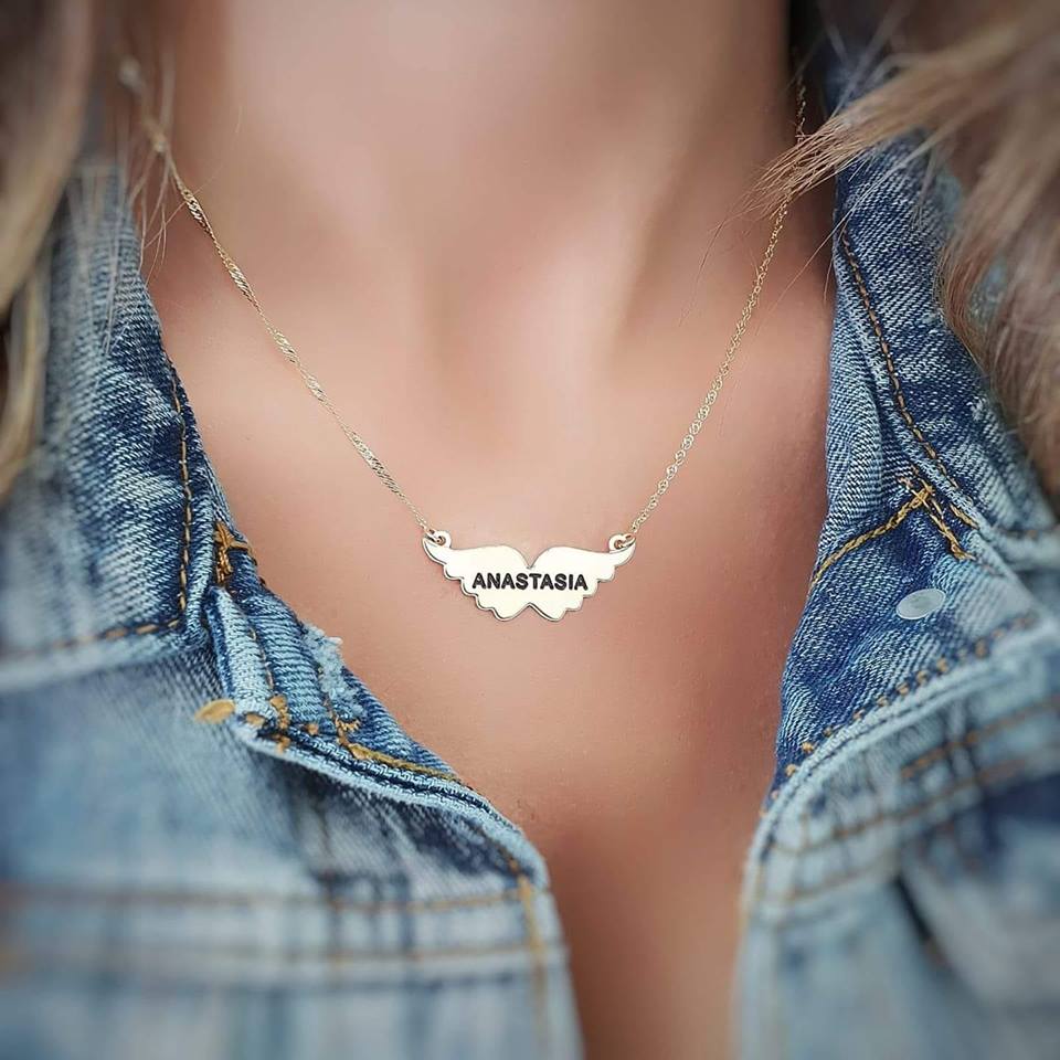 Wings Necklace with Name