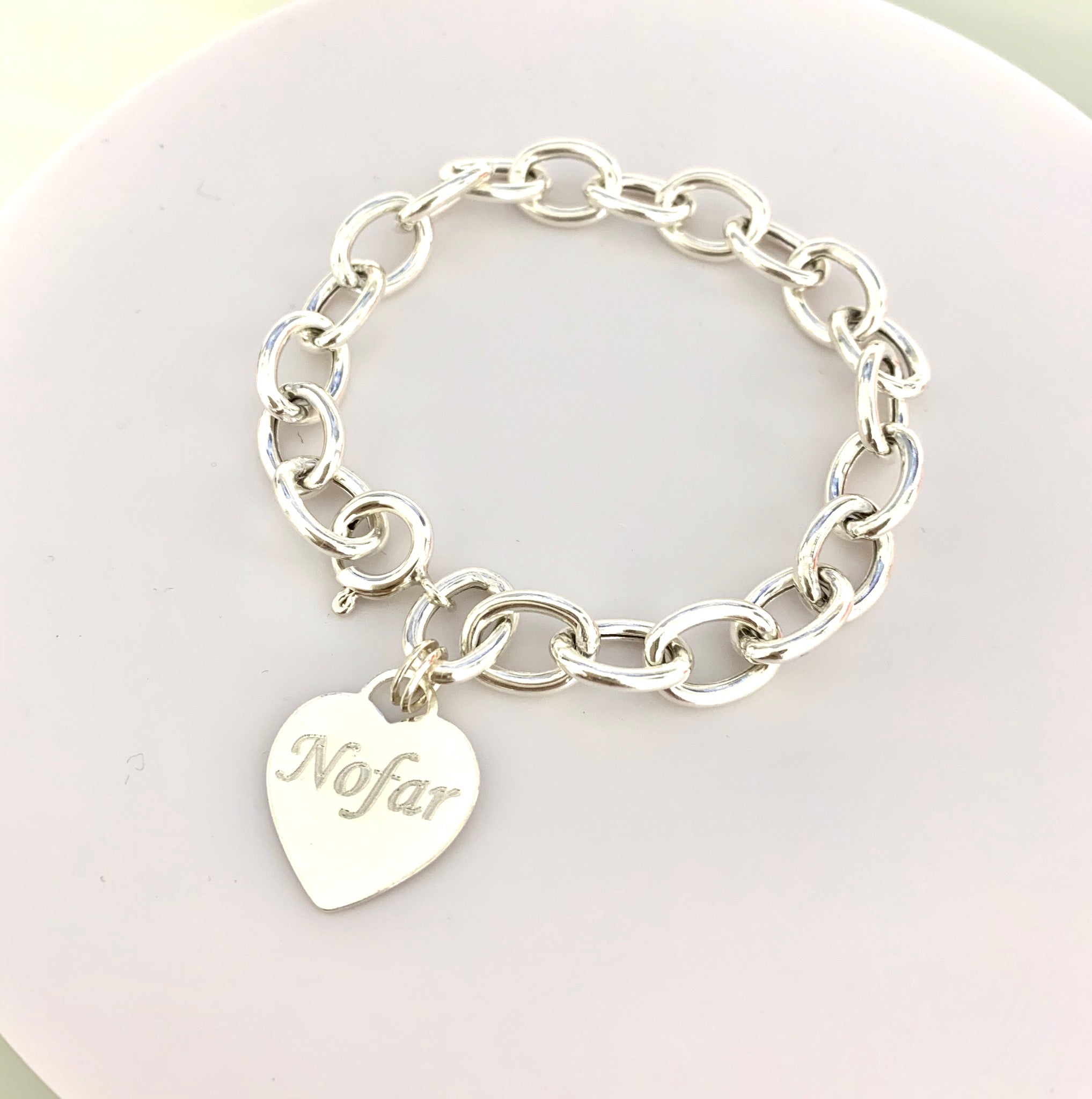 Curb chain Bracelet with Engraved Heart