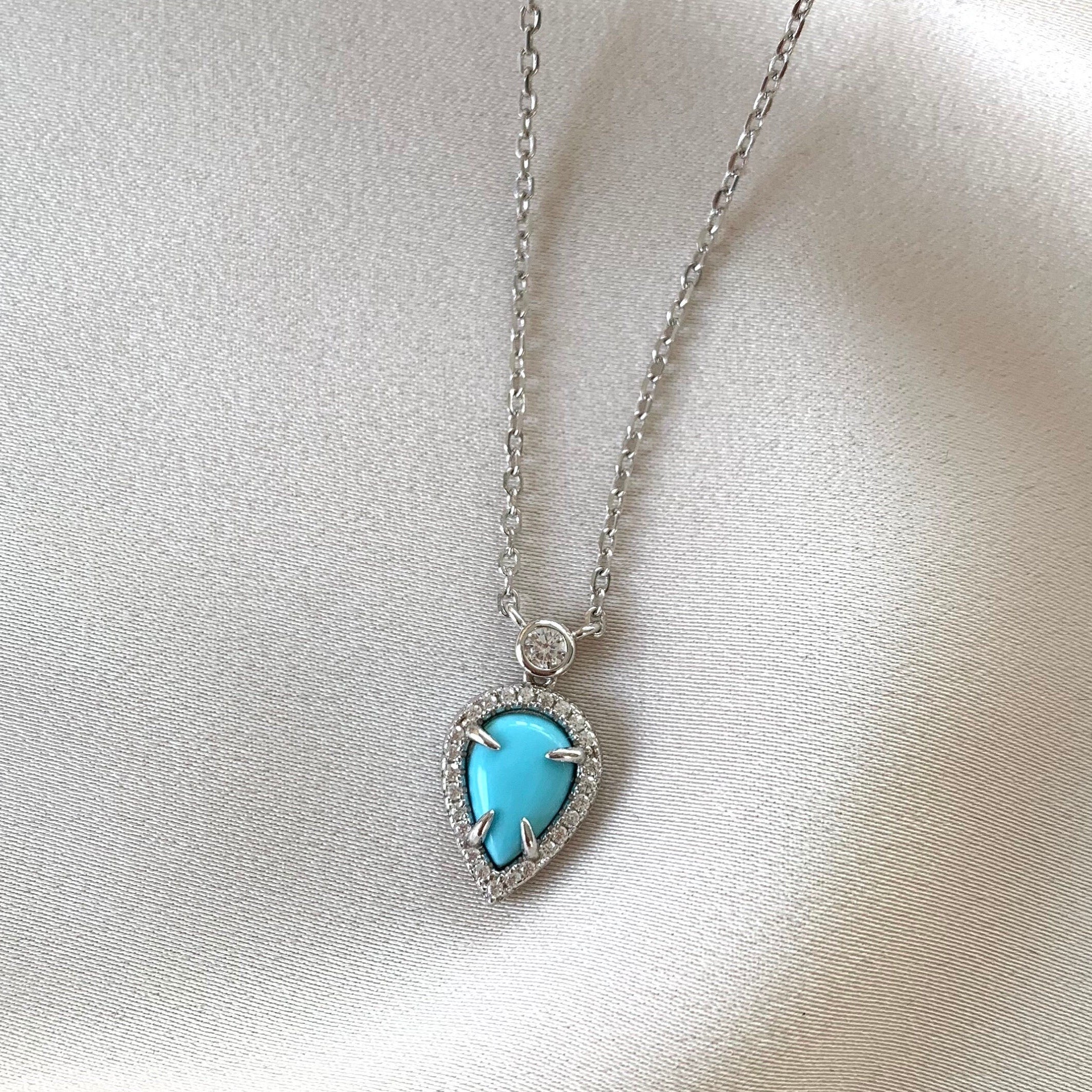 Turquoise stone drop necklace