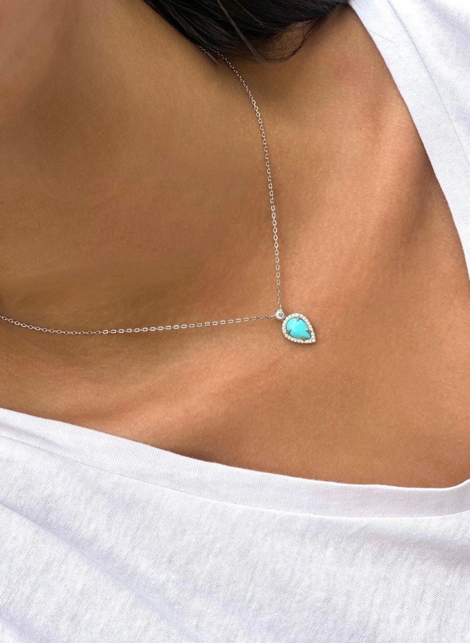 Turquoise stone drop necklace