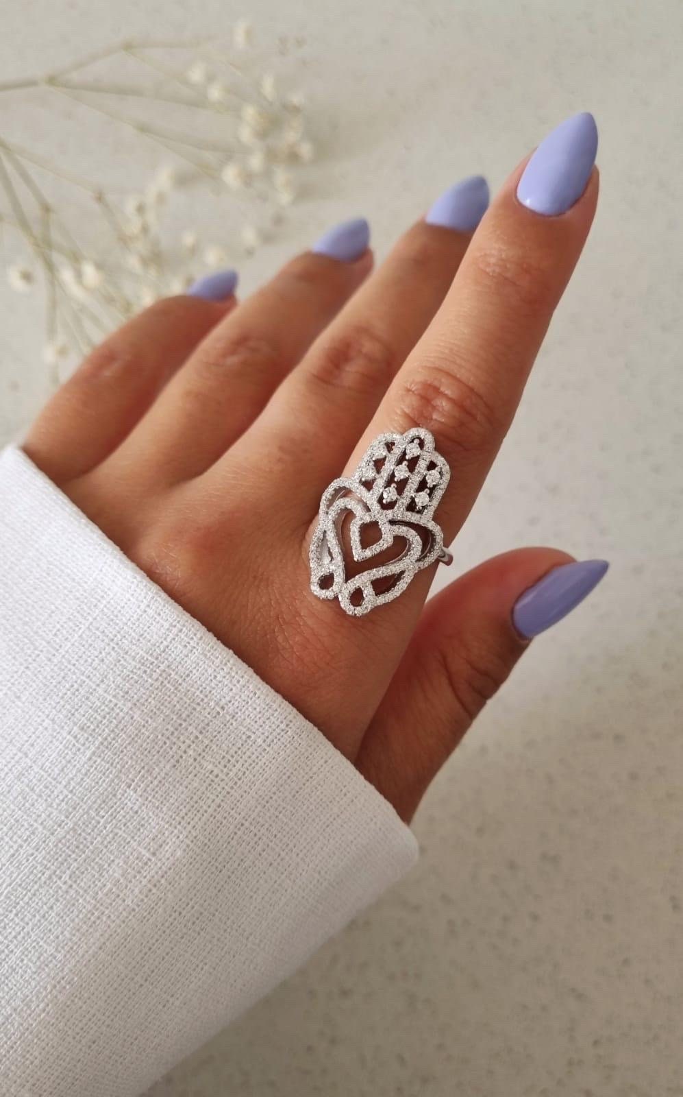 Embellished Hamsa Ring