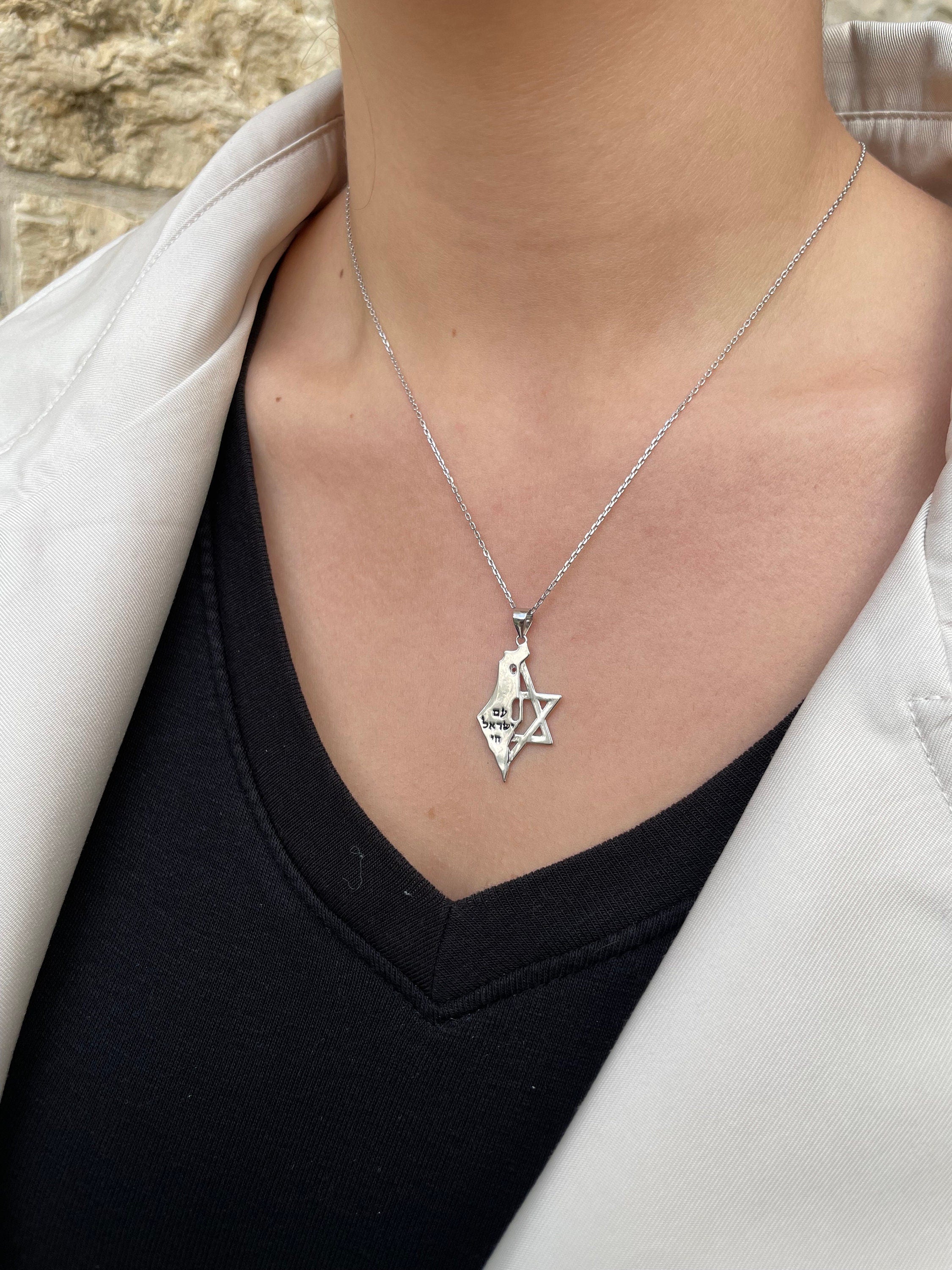 Map+magen david necklace