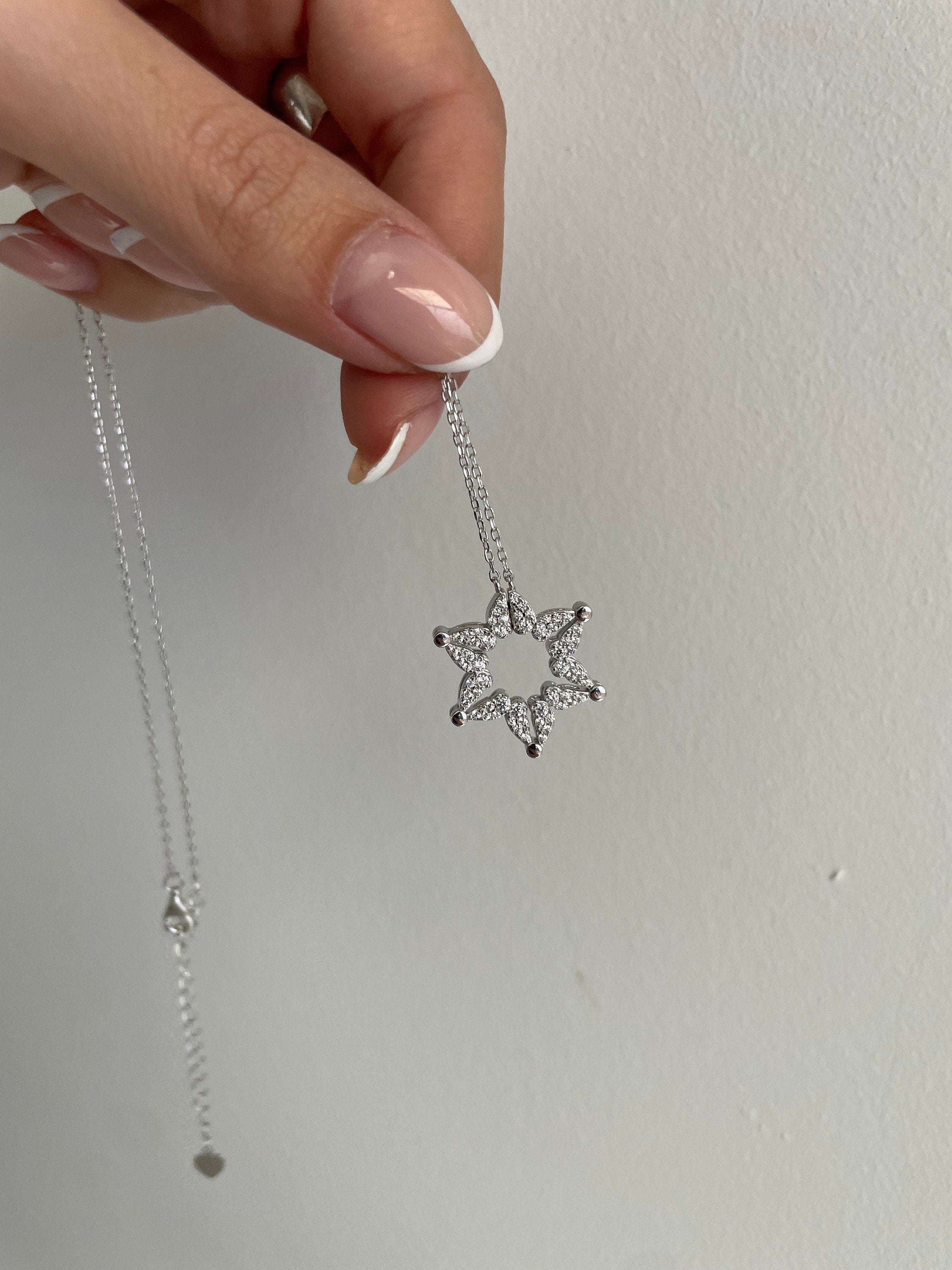 Butterfly star of david necklace