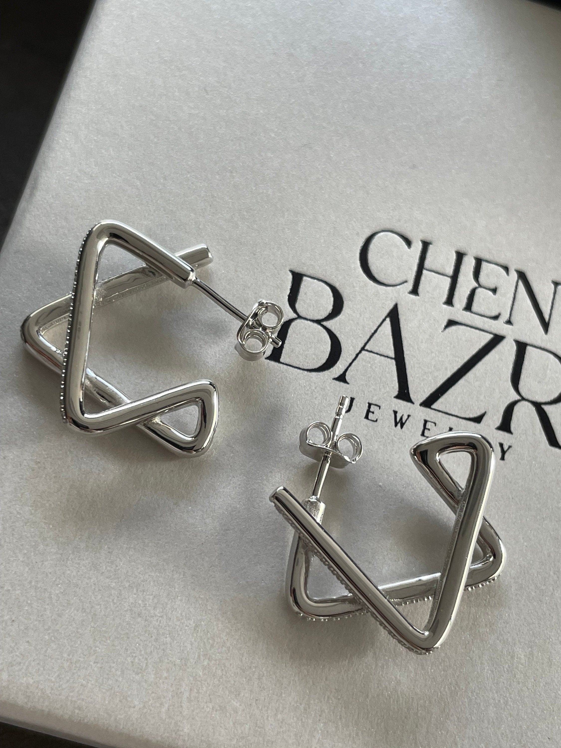 Magen David earrings 3D zirconia