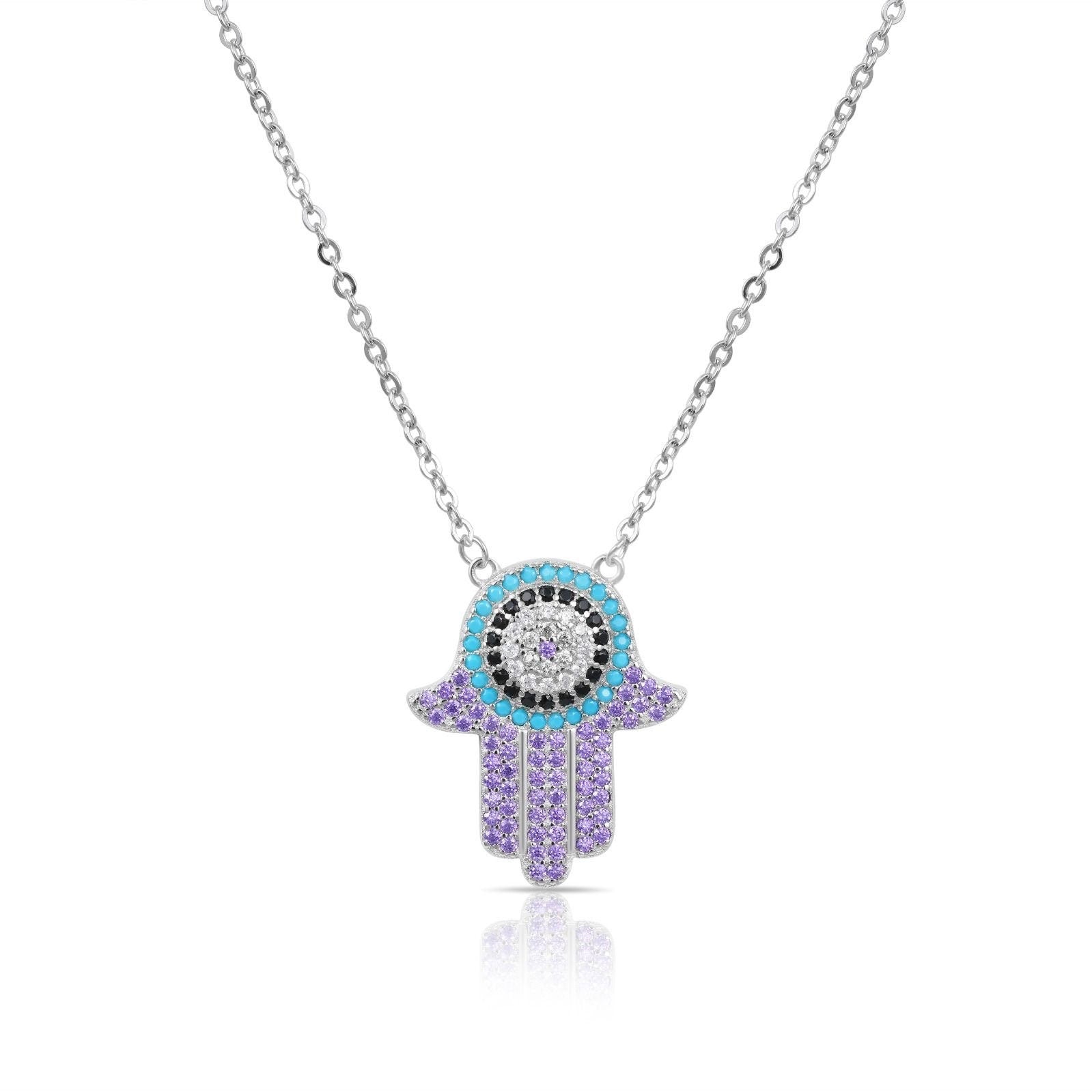 Purple hamsa necklace