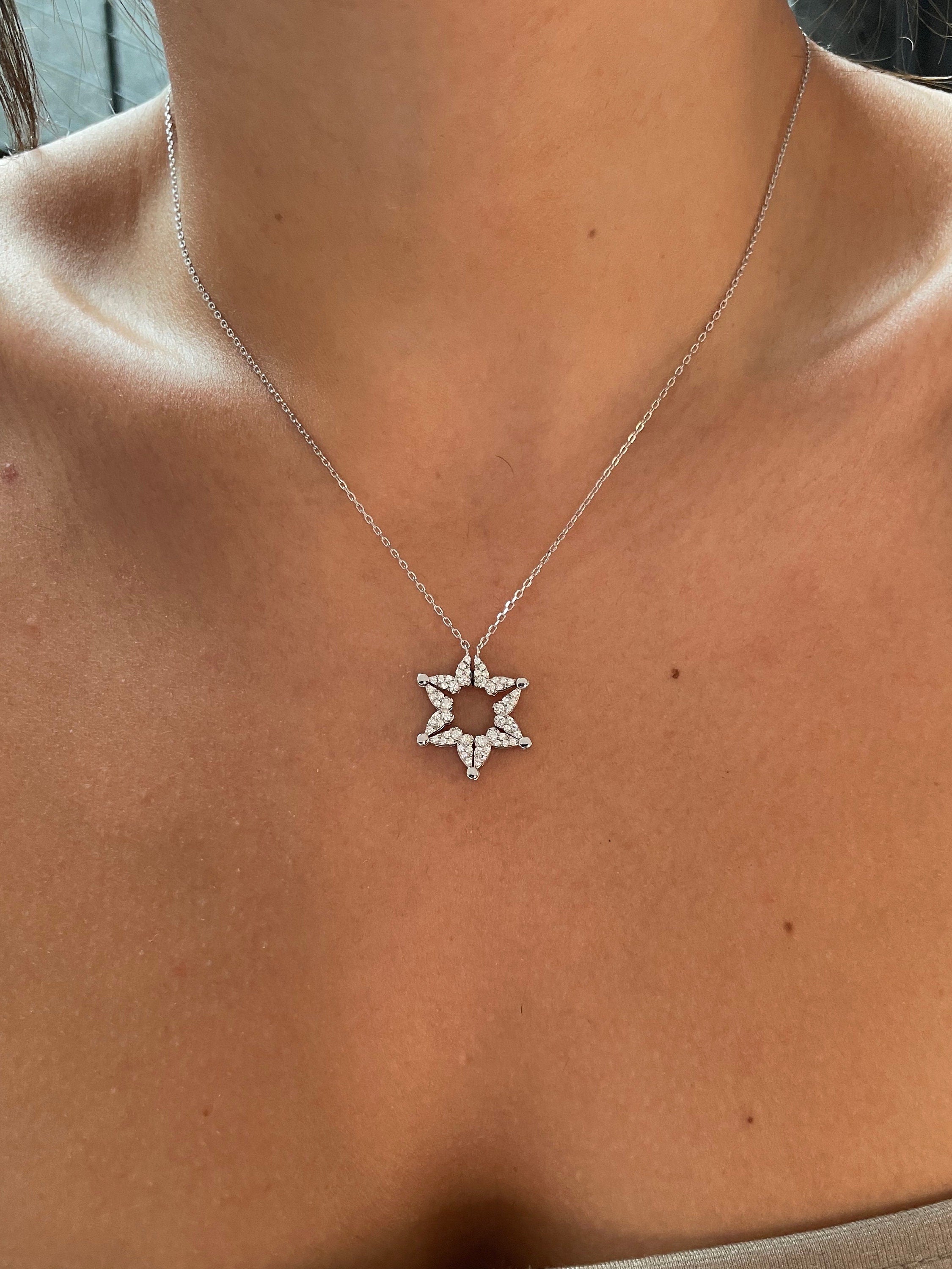 Butterfly star of david necklace