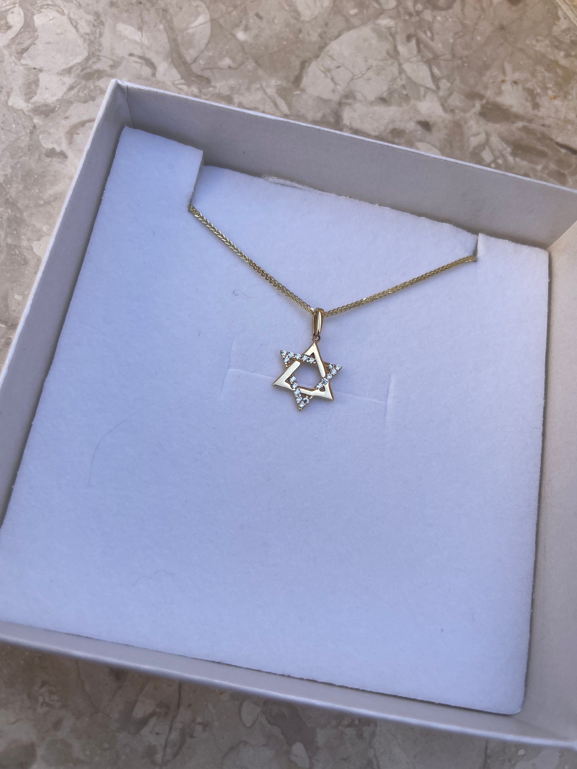 14K Tiny Magen David Necklace,