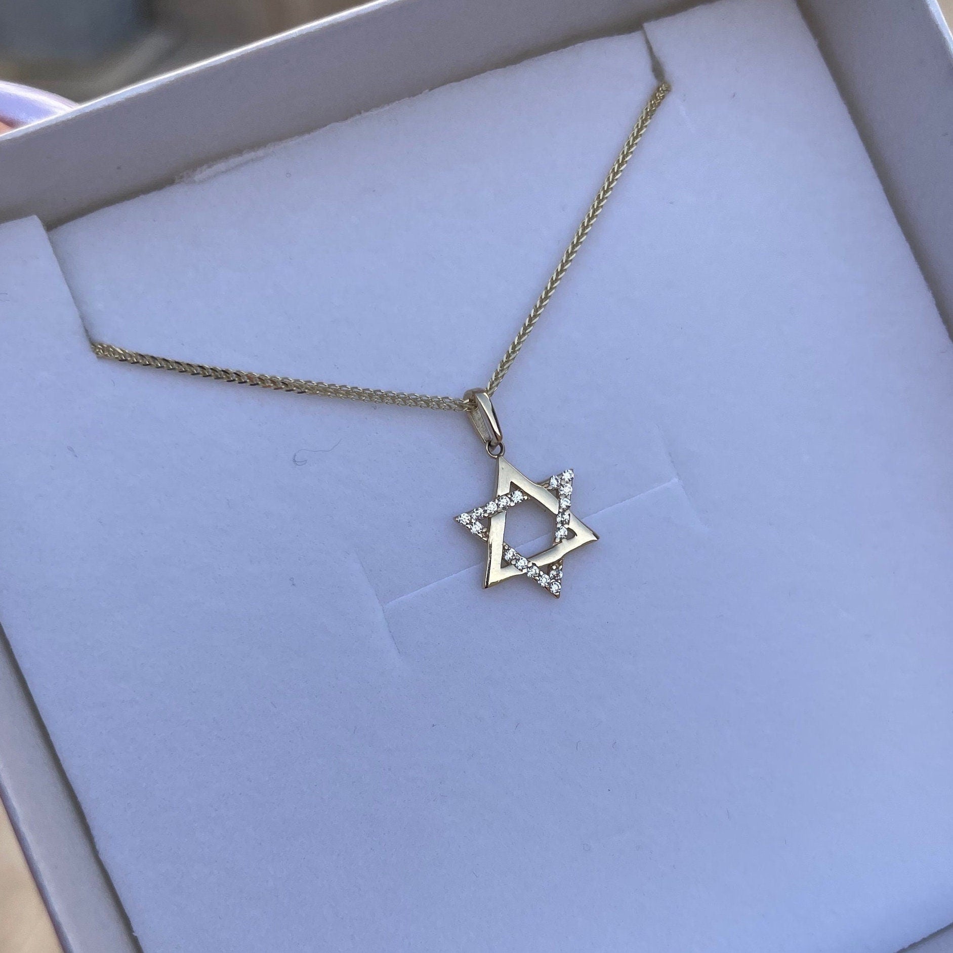 14K Tiny Magen David Necklace,