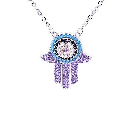 Purple hamsa necklace