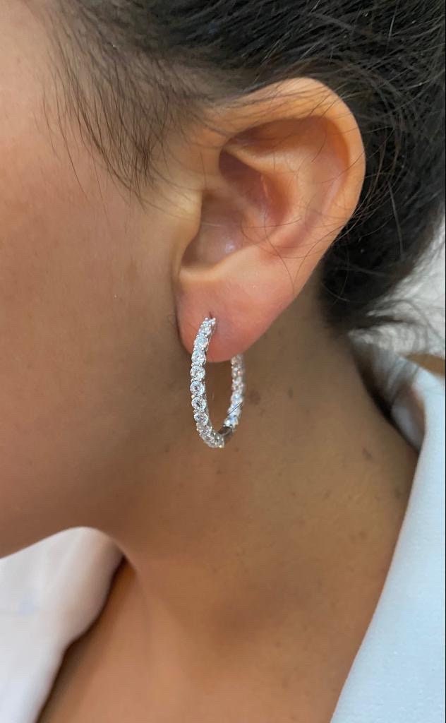 Hoop Earrings with Sparkling Zirconia