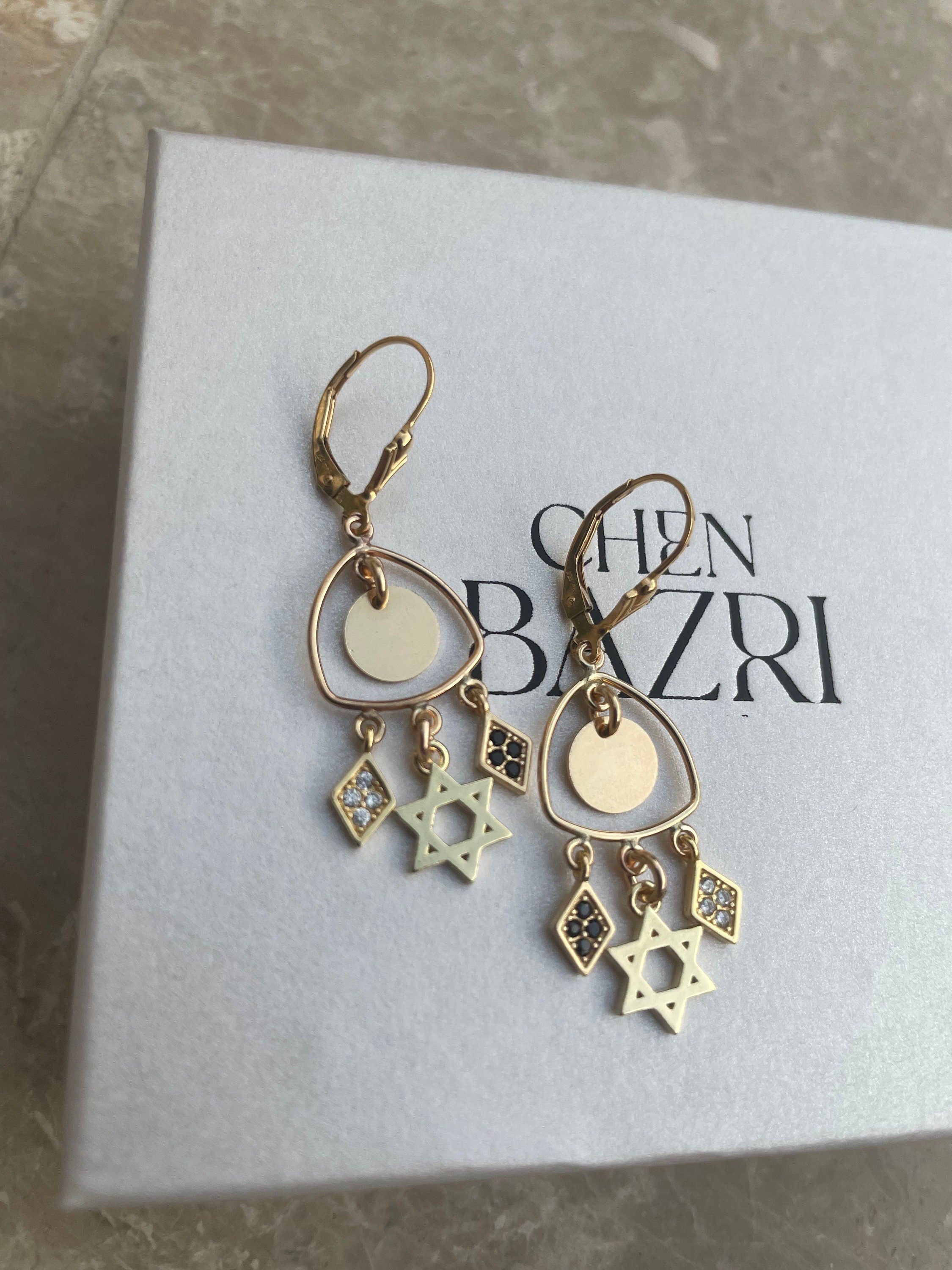 Magen David errings, Boho style