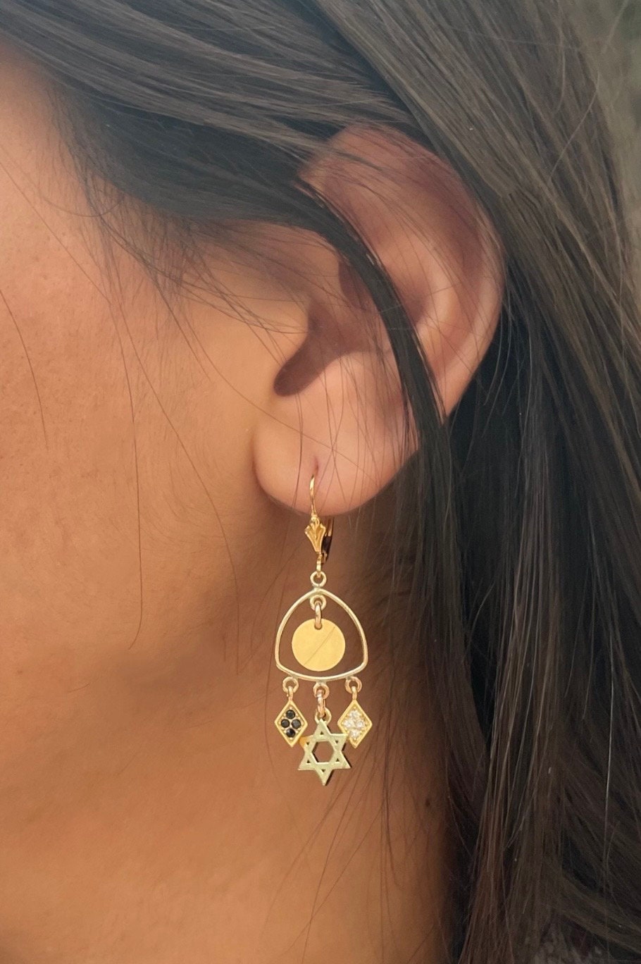 Magen David errings, Boho style