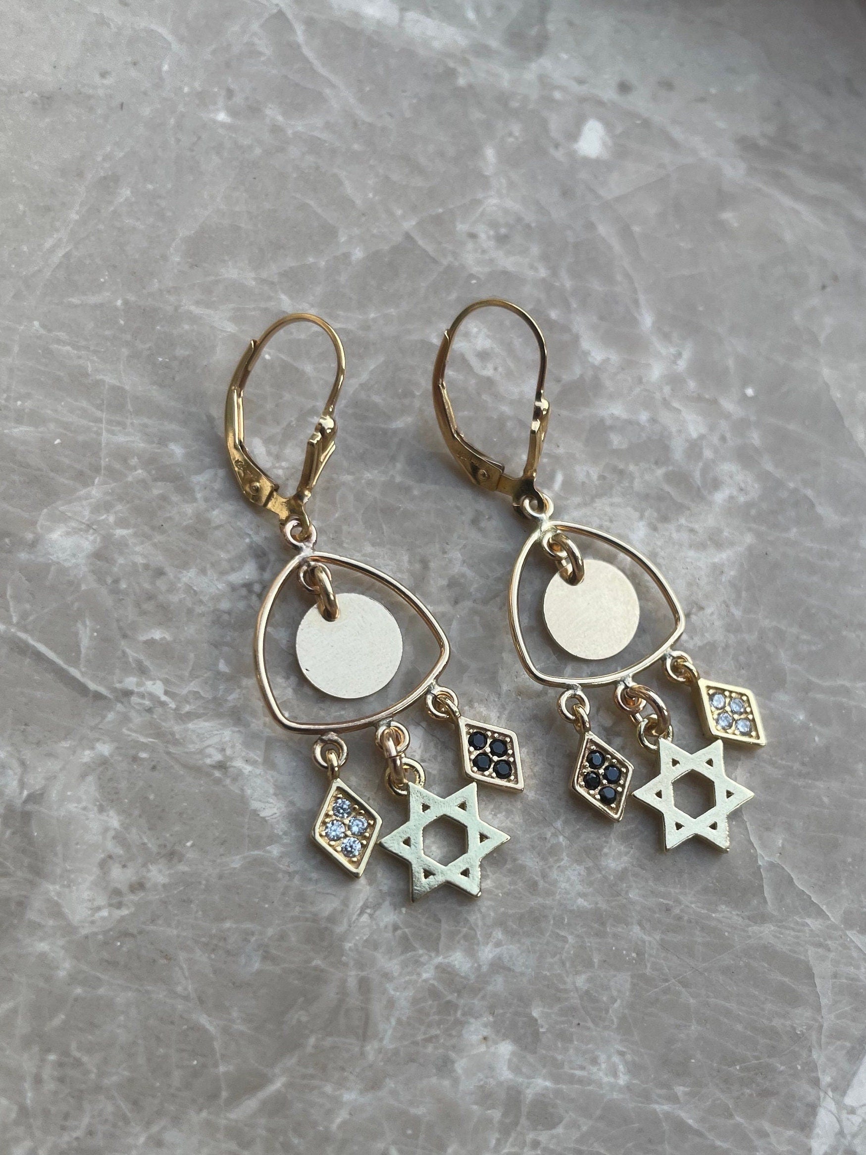 Magen David errings, Boho style