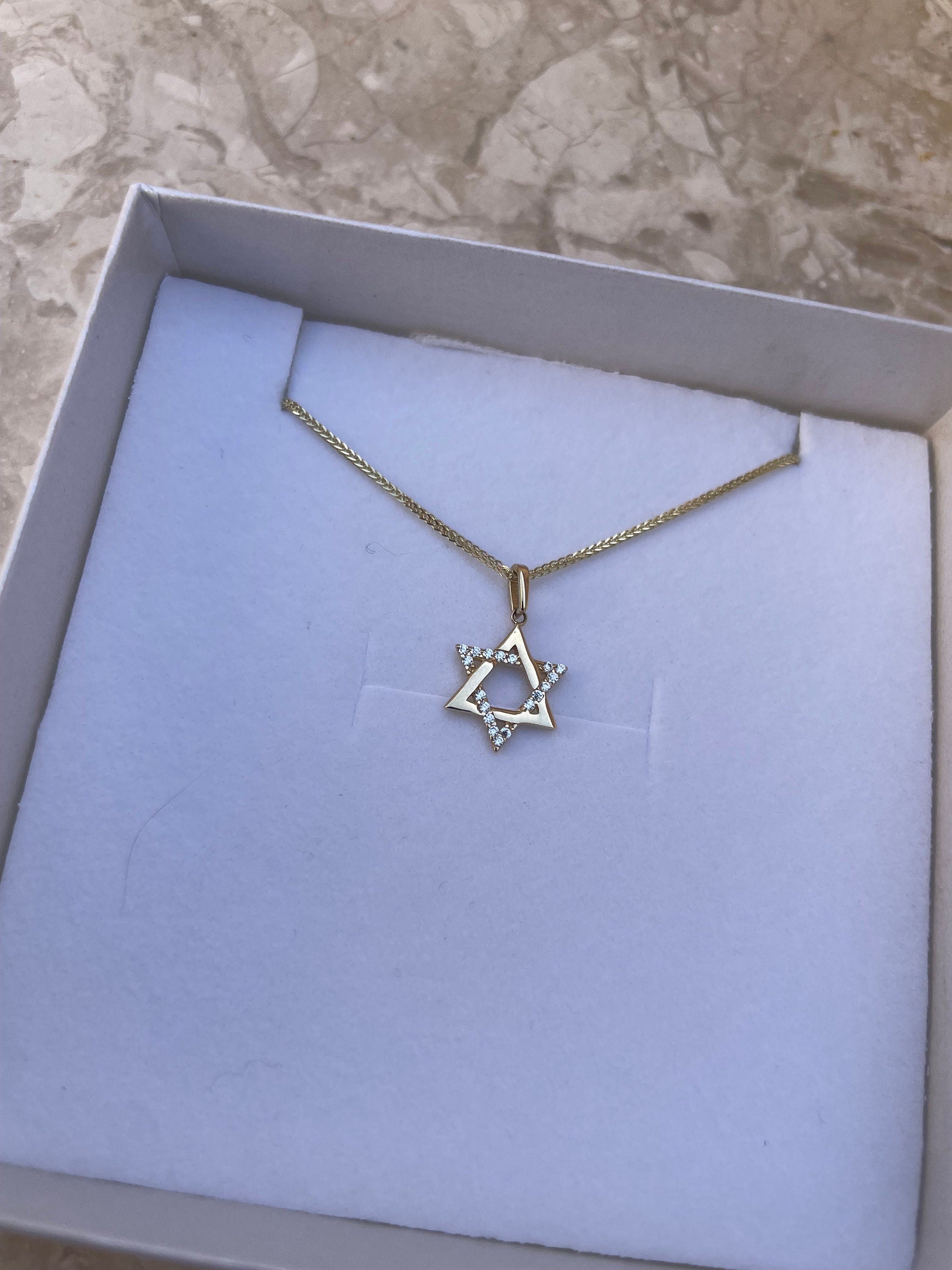 14K Tiny Magen David Necklace,