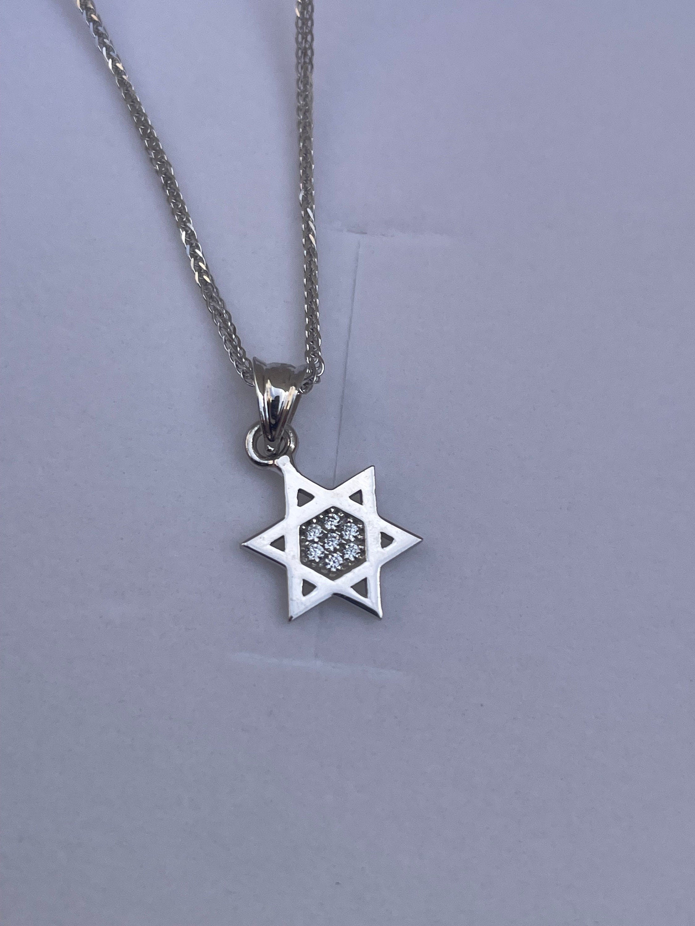 Tiny Magen David Necklace, white gold