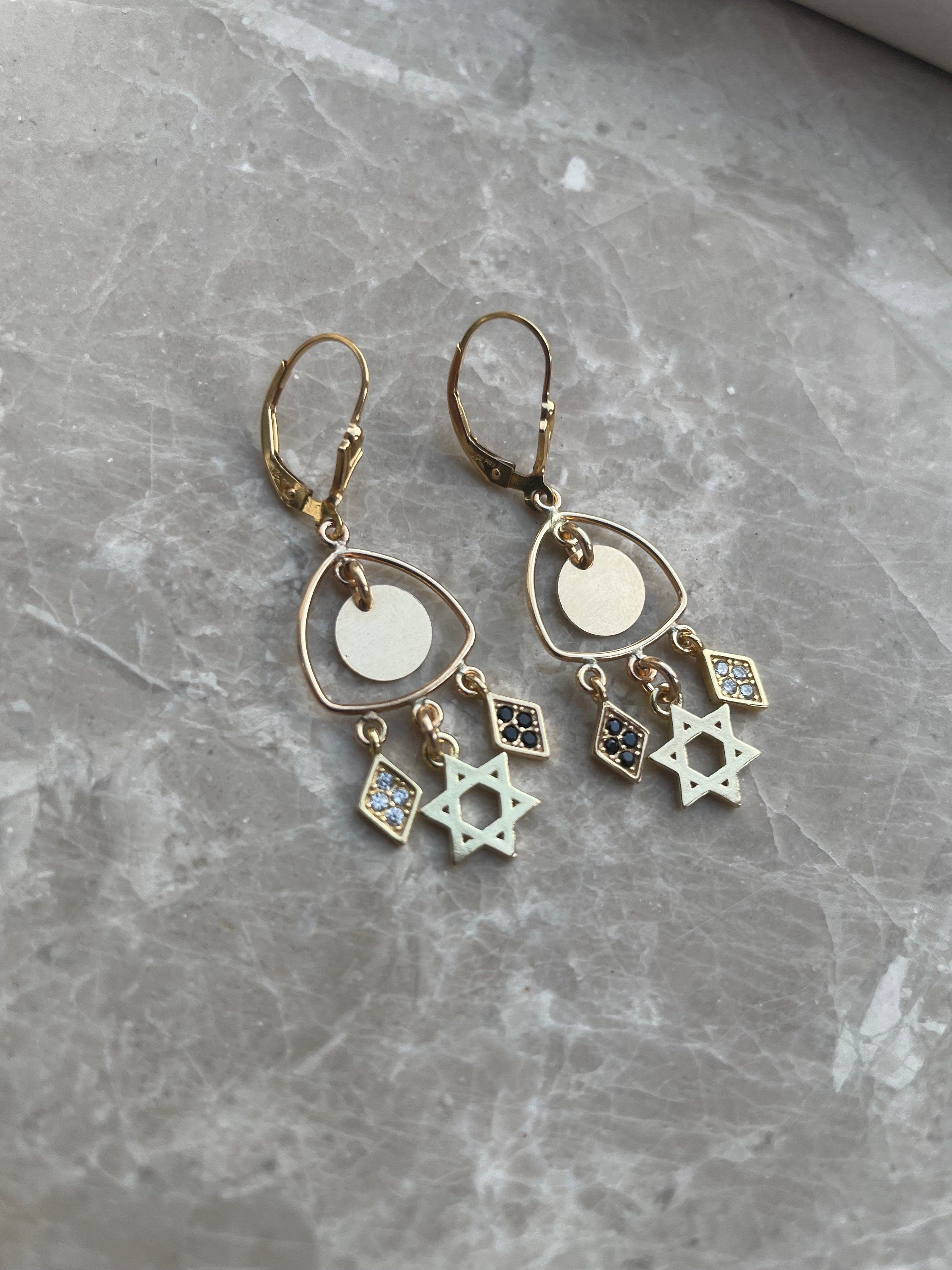 Magen David errings, Boho style